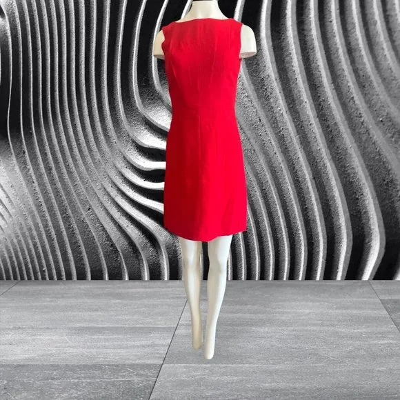 Lynn Lugo Dresses | Lynn Lugo Women's Red Casual Dress Sleeveless Straight Neck Made in USA | Color: Red | Size: 4 | Couturecraze213'S Closet